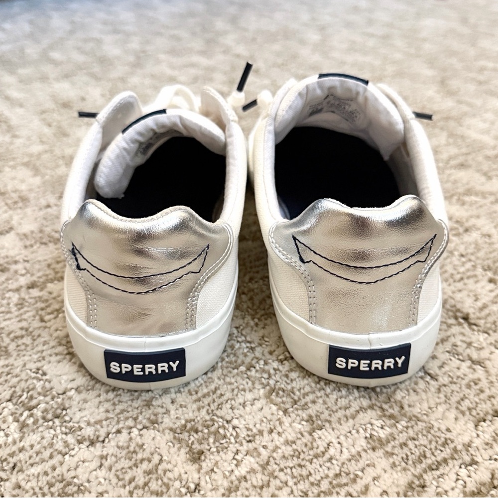 Sperry Seabed LTT Women’s White/Silver Canvas Slip-On Sneaker—9 1/2 - Picture 6 of 9